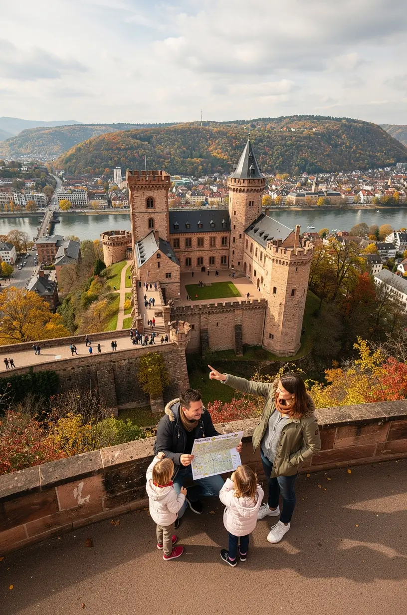Nahaufnahme eines Stadtführers, der historische Details vor einer alten Stadtmauer erläutert.